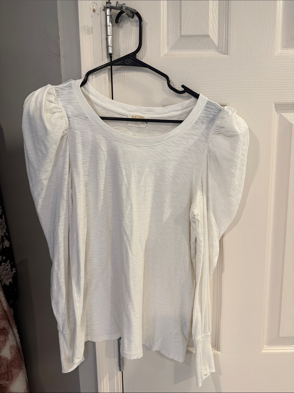 Nation LTD White Puff-Sleeve Long Sleeve Top